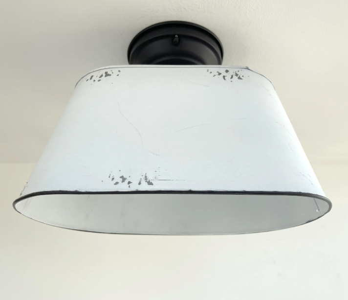 Farmhouse White Distressed Oval Duo Ceiling Light Fixture - Sweatfully