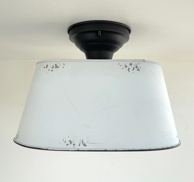 Farmhouse White Distressed Oval Duo Ceiling Light Fixture - Sweatfully