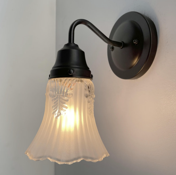Vanity SCONCE Wall Light 1950s Fixture Frost & Clear Antique Vintage Glass - Sweatfully