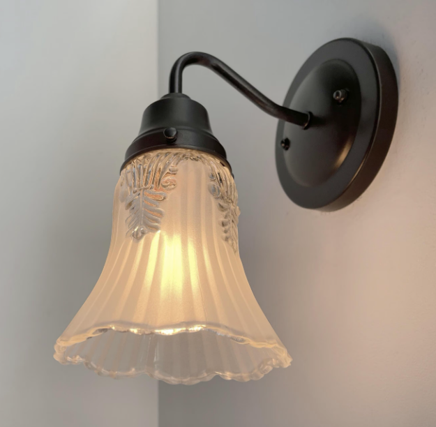 Vanity SCONCE Wall Light 1950s Fixture Frost & Clear Antique Vintage Glass - Sweatfully