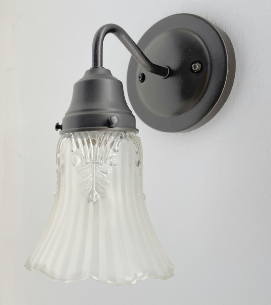 Vanity SCONCE Wall Light 1950s Fixture Frost & Clear Antique Vintage Glass - Sweatfully