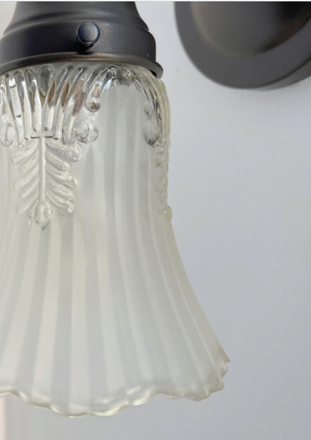 Vanity SCONCE Wall Light 1950s Fixture Frost & Clear Antique Vintage Glass - Sweatfully