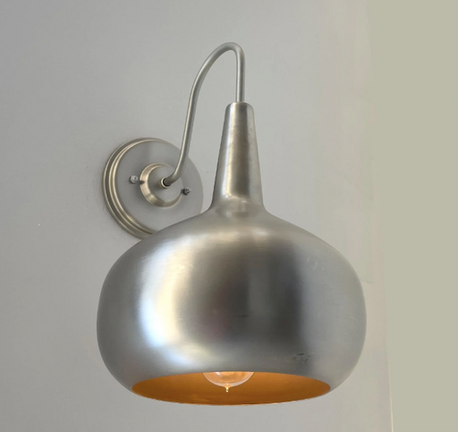 Polished Steel LARGE MODERN Wall Sconce Light Fixture - Sweatfully