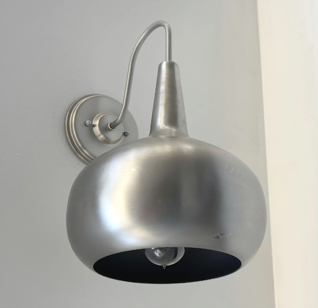 Polished Steel LARGE MODERN Wall Sconce Light Fixture - Sweatfully