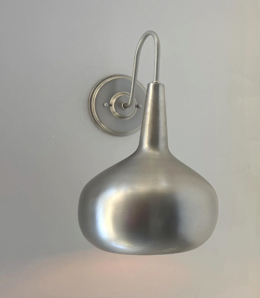 Polished Steel LARGE MODERN Wall Sconce Light Fixture - Sweatfully