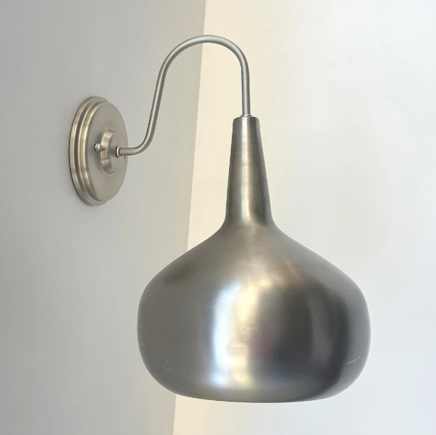 Polished Steel LARGE MODERN Wall Sconce Light Fixture - Sweatfully