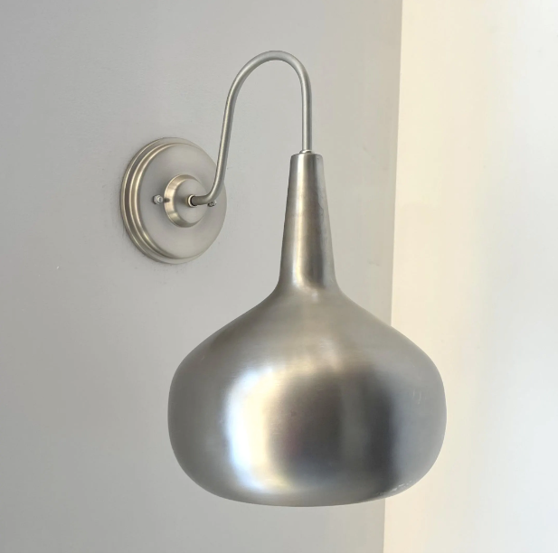 Polished Steel LARGE MODERN Wall Sconce Light Fixture - Sweatfully
