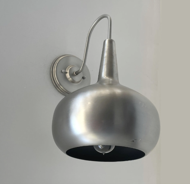 Polished Steel LARGE MODERN Wall Sconce Light Fixture - Sweatfully