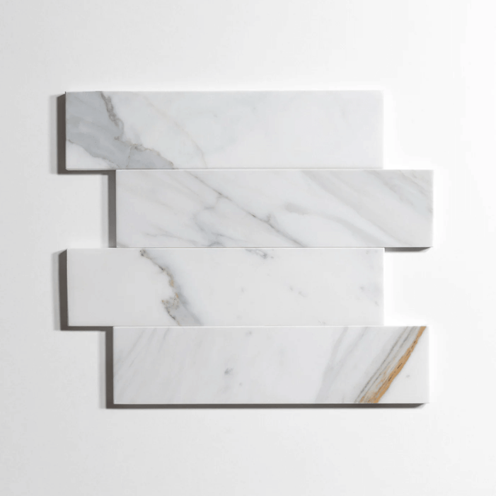 Calacatta 3"x12" Polished Marble Tile - Sweatfully