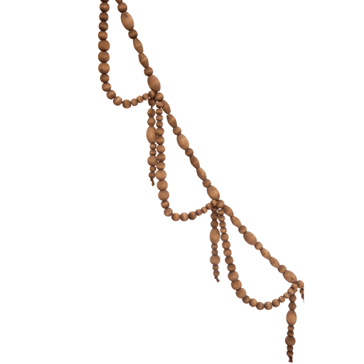 Paulownia Wood Bead Swag Garland, Brown 72"L - Sweatfully