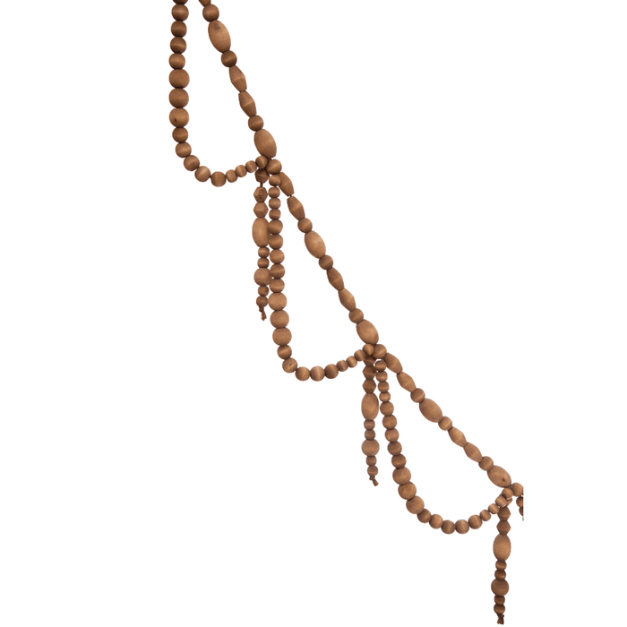 Paulownia Wood Bead Swag Garland, Brown 72"L - Sweatfully