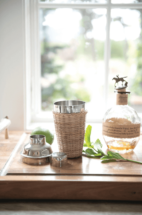 Stainless Steel Cocktail Shaker with Rattan Sleeve - Sweatfully