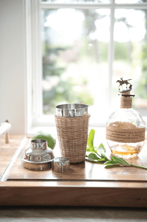 Stainless Steel Cocktail Shaker with Rattan Sleeve - Sweatfully