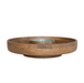 Mango Wood Lazy Susan Server w/ 2 Sections & Enameled Center, Natural & Blue - Sweatfully