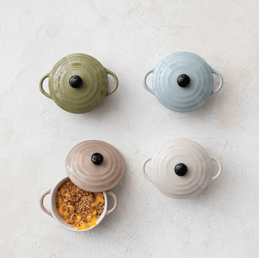 1 Cup Stoneware Mini Baker w/ Lid, 4 Colors - Sweatfully