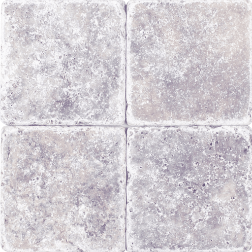 Silver Travertine Tumbled Tile 4"x4" - Sweatfully