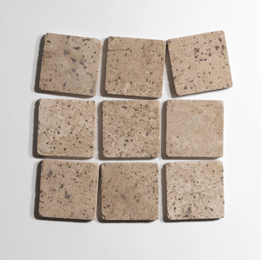 Chocolat 4"x4" Tumbled Marble Tile - Sweatfully