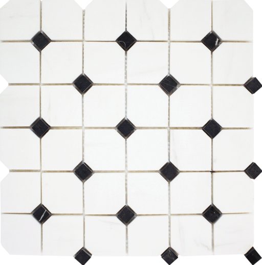 Bianco Venato & Black Dot Polished 2" Hex - Sweatfully