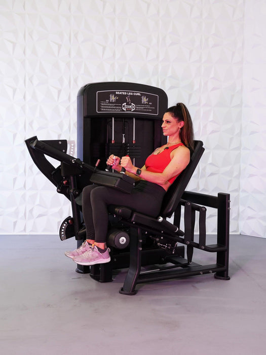 Elite Selectorized Seated Leg Curl - Muscle D Fitness - Commercial - Adjustable Seat - Pin Selectorized - Hamstring Workout - Sweatfully
