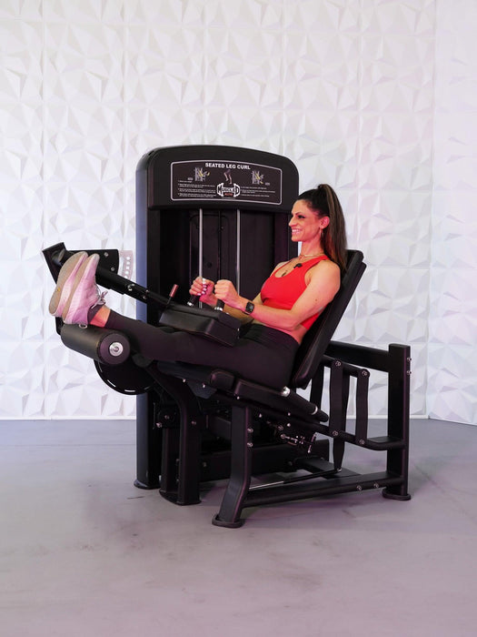Elite Selectorized Seated Leg Curl - Muscle D Fitness - Commercial - Adjustable Seat - Pin Selectorized - Hamstring Workout - Sweatfully