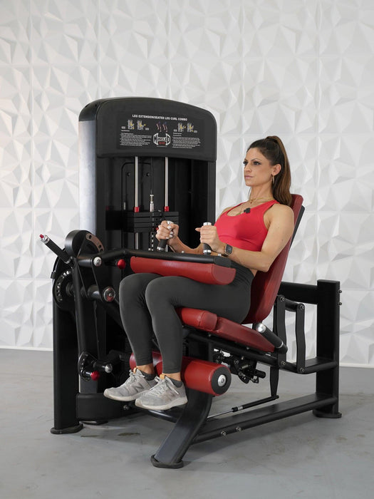 Elite Selectorized Leg Extension Seated Leg Curl Combo - Muscle D Fitness - Commercial Grade - Adjustable Seated - Pin Selectorized - Sweatfully