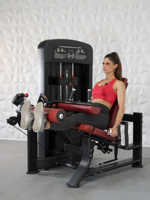 Elite Selectorized Leg Extension Seated Leg Curl Combo - Muscle D Fitness - Commercial Grade - Adjustable Seated - Pin Selectorized - Sweatfully