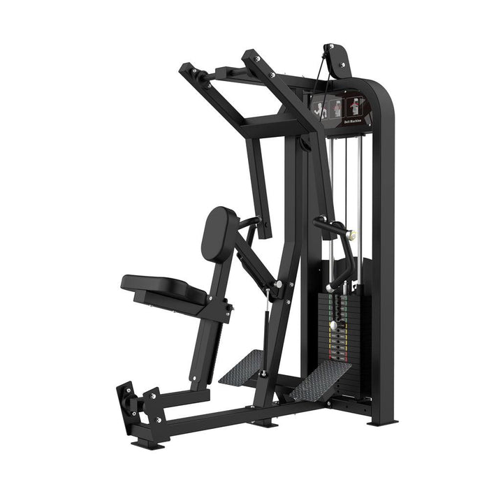 Excel Seated Row - Muscle D Fitness - Selectorized Back Row - Gas Shock Assisted Adjustments - Sweatfully