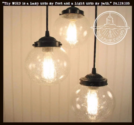 Seeded Glass Chandelier Light Pendant Trio - Sweatfully