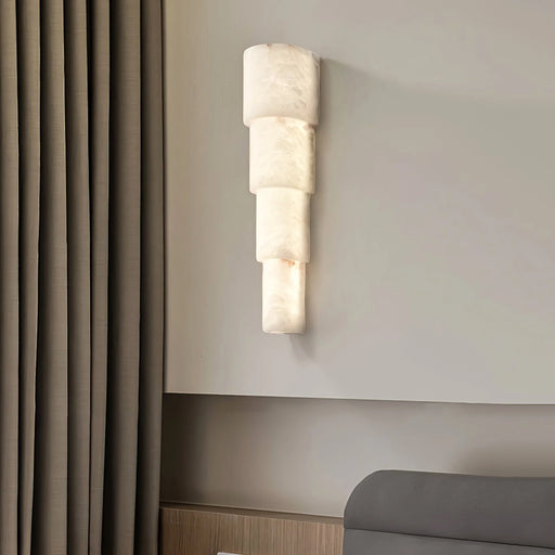 Semi Cylindrical Alba Cascade Alabaster Wall Sconce - Sweatfully