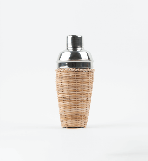 Stainless Steel Cocktail Shaker with Rattan Sleeve - Sweatfully