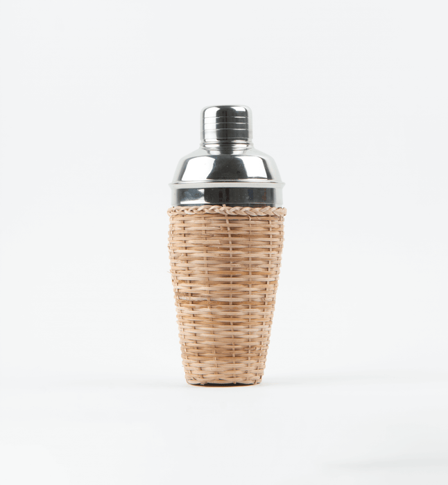 Stainless Steel Cocktail Shaker with Rattan Sleeve - Sweatfully