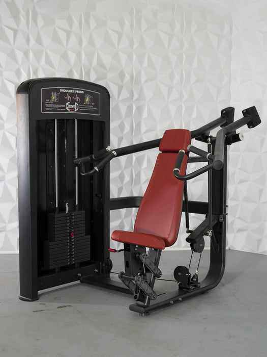 Elite Selectorized Shoulder Press - Muscle D Fitness - Commercial Adjustable Seated Pin Selectorized Shoulder Press Traps Shoulder Workout - Sweatfully