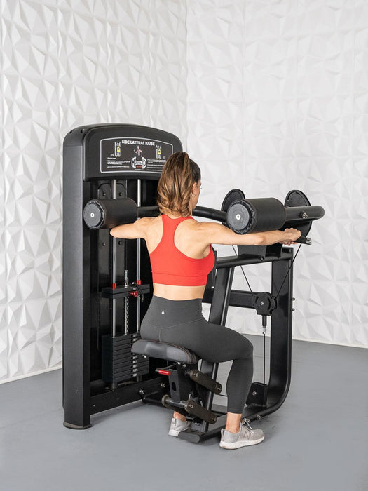 Elite Selectorized Side Lateral Raise - Muscle D Fitness - Commercial - Adjustable Seated - Pin Selectorized - Padded Shoulder Workout - Sweatfully