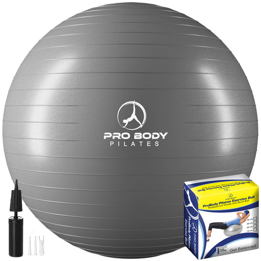 Yoga Ball for Pregnancy, Fitness, Balance, Workout at Home, Office and Physical Therapy (Silver) - Sweatfully