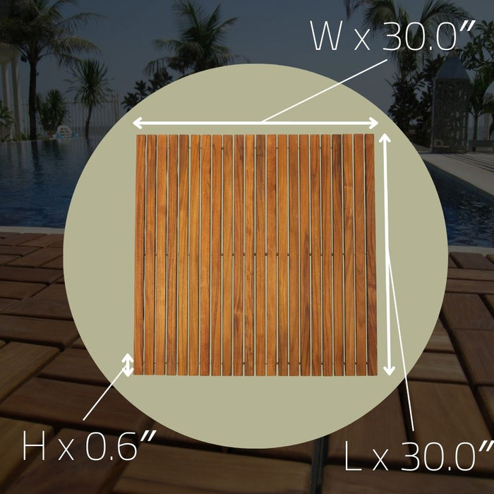 Sapporo Teak Shower and Bath String Mat with Rubber Footing 30″ x 30″ - Sweatfully