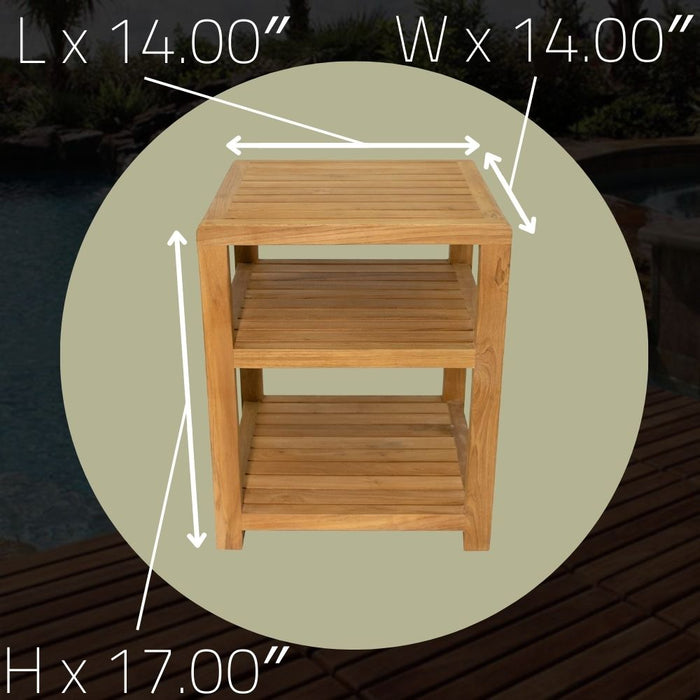 Charleston Natural Teak Spa/Bathroom - Under Sink - Storage Bench - 14" - Sweatfully