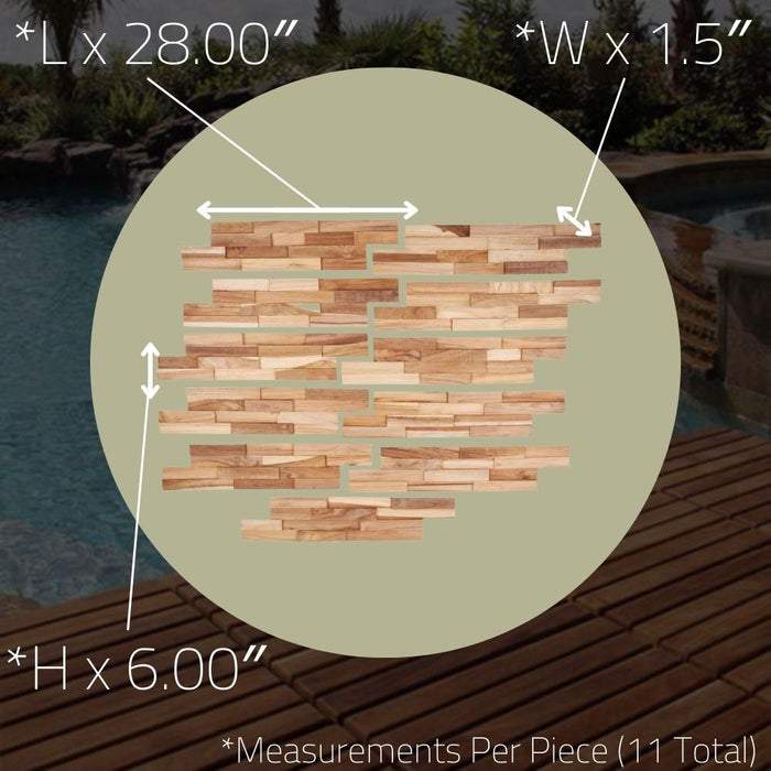 Clearwater Natural Teak 3D Wall Panels - (13 sq ft) - Sweatfully