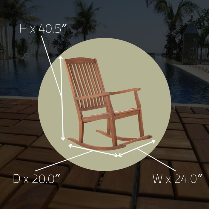 Telluride Oiled Teak Outdoor Patio Rocking Chair - Sweatfully