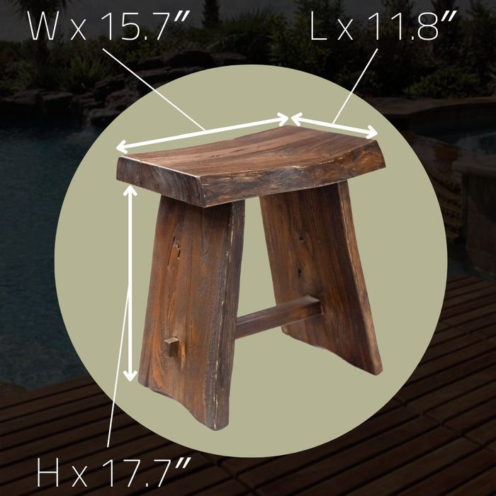 Salem Teak Shower and Bath Stool with Curved Seat - Sweatfully