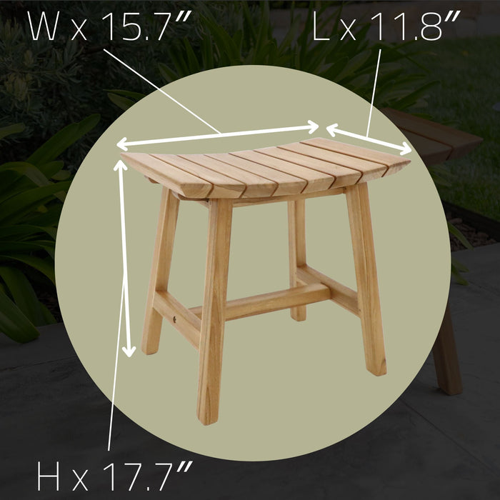 Phoenix Natural Teak Shower and Bath Slatted Stool - Sweatfully