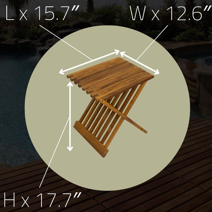 Winchester Teak Shower and Bath Folding Stool with Horizontal Slats - Sweatfully