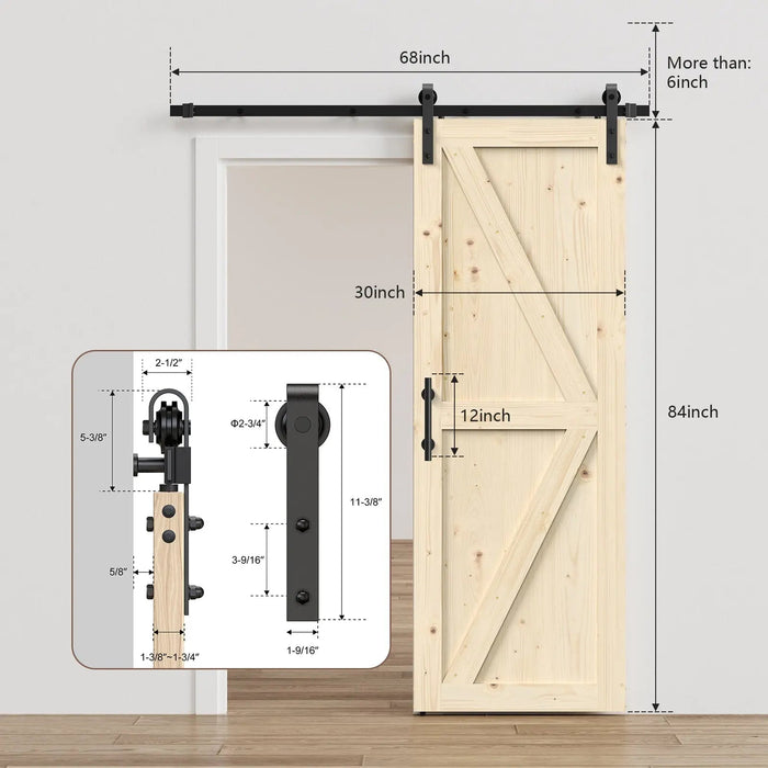 Solid Pine Barn Doors with Track Kit - Sweatfully