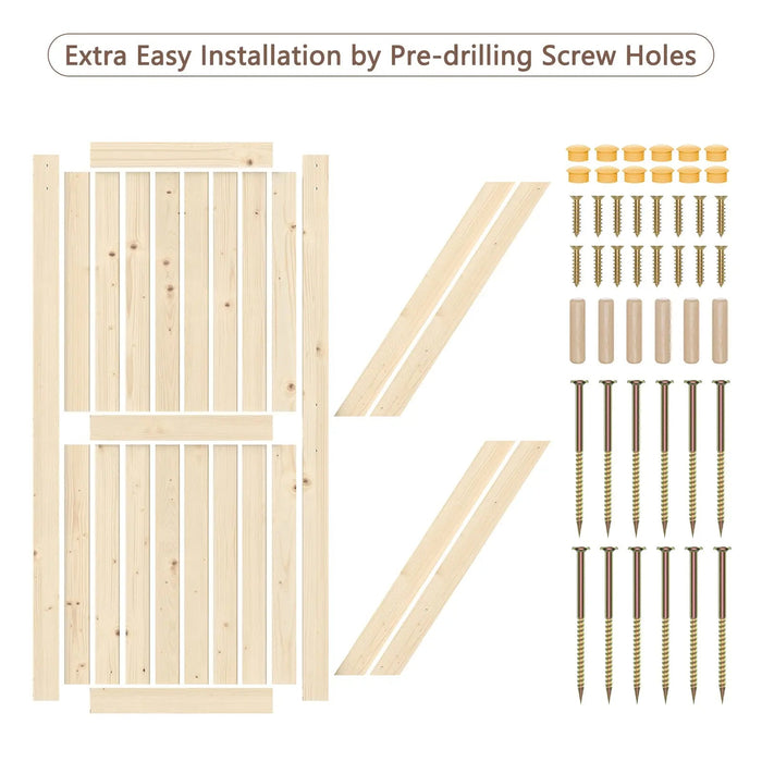 Solid Pine Barn Doors with Track Kit - Sweatfully
