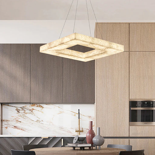 Square Modern Alabaster Chandelier - Sweatfully