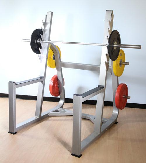 Commercial Squat Rack - Muscle D Fitness - Weight Storage - Black / Silver - Sweatfully