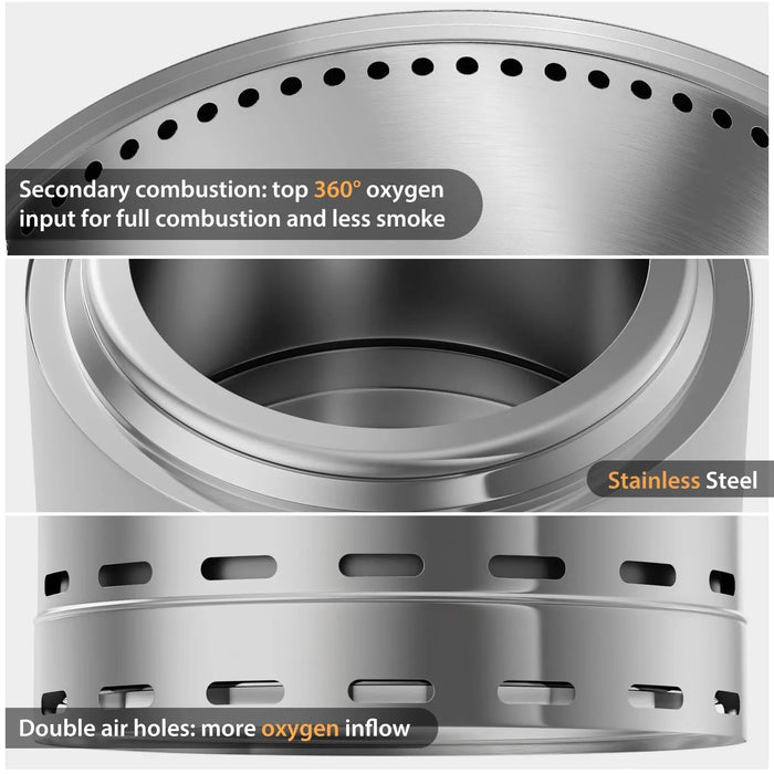 Stainless Steel Wood Burning Smokeless Outdoor Fire Pit - Sweatfully