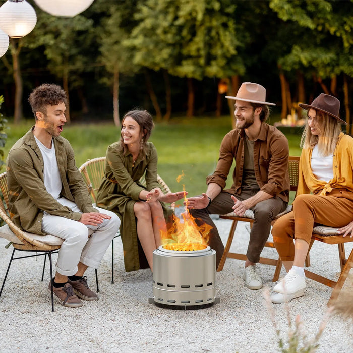 Stainless Steel Wood Burning Smokeless Outdoor Fire Pit - Sweatfully