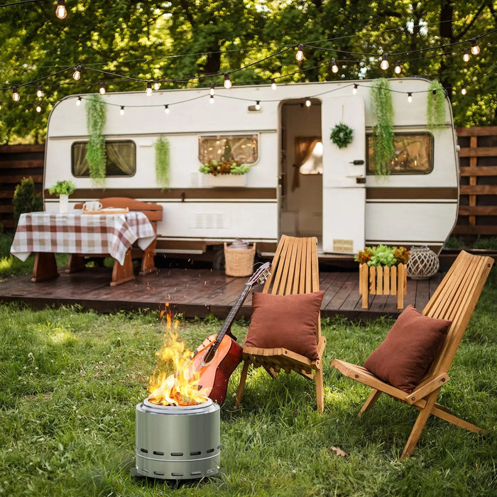 Stainless Steel Wood Burning Smokeless Outdoor Fire Pit - Sweatfully