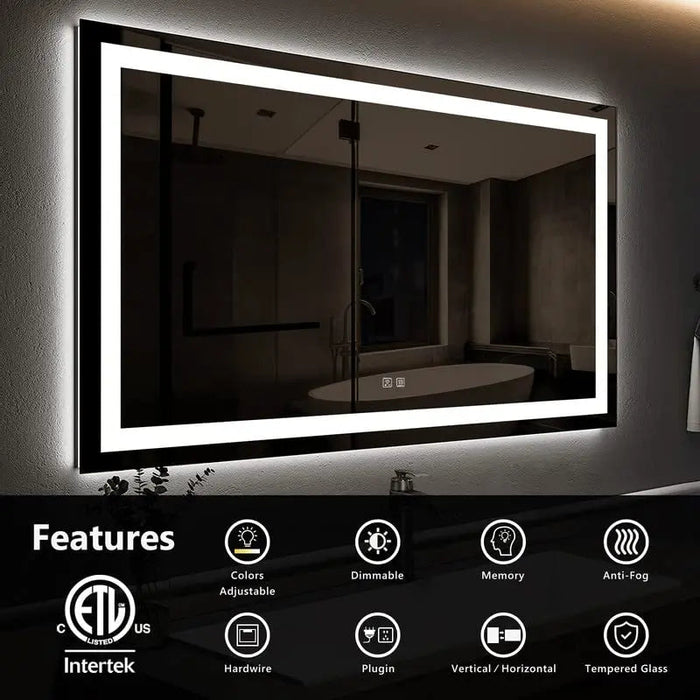 Standard Center Glow LED Bathroom Mirror - Sweatfully