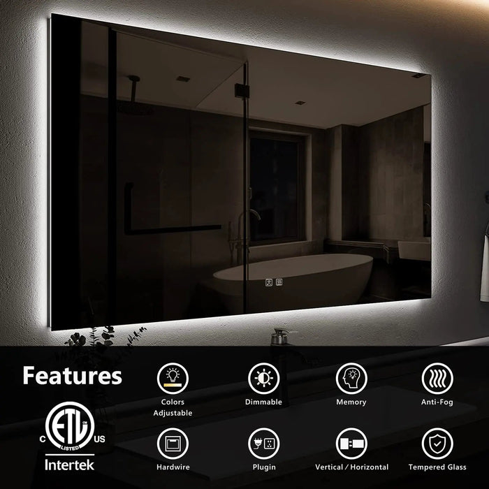 Standard Sleek Backlit LED Bathroom Mirror - Sweatfully